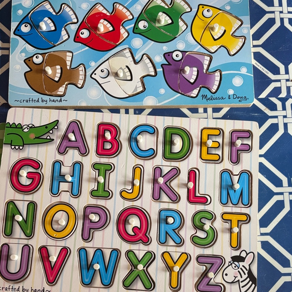 2 Melissa and Doug wood puzzles great used condition 1 shapes Disney